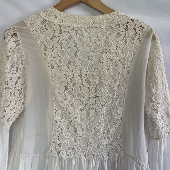 100% Italian Silk Italian Lace Blouse Romantic Wedding Top Made in Italy Small - Picture 7 of 12